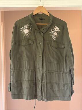Fire Los Angeles Olive Green Embroidered Utility Jacket